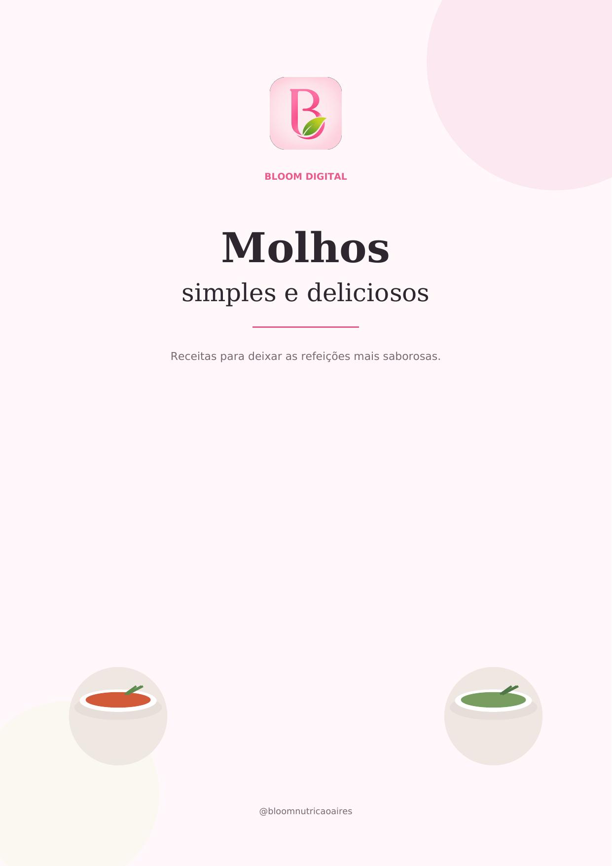 Capa do material gratuito Molhos Simples e Deliciosos, da Bloom Digital